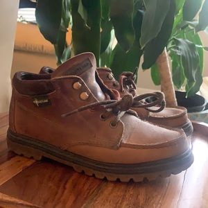 Well worn leather hiking boots
